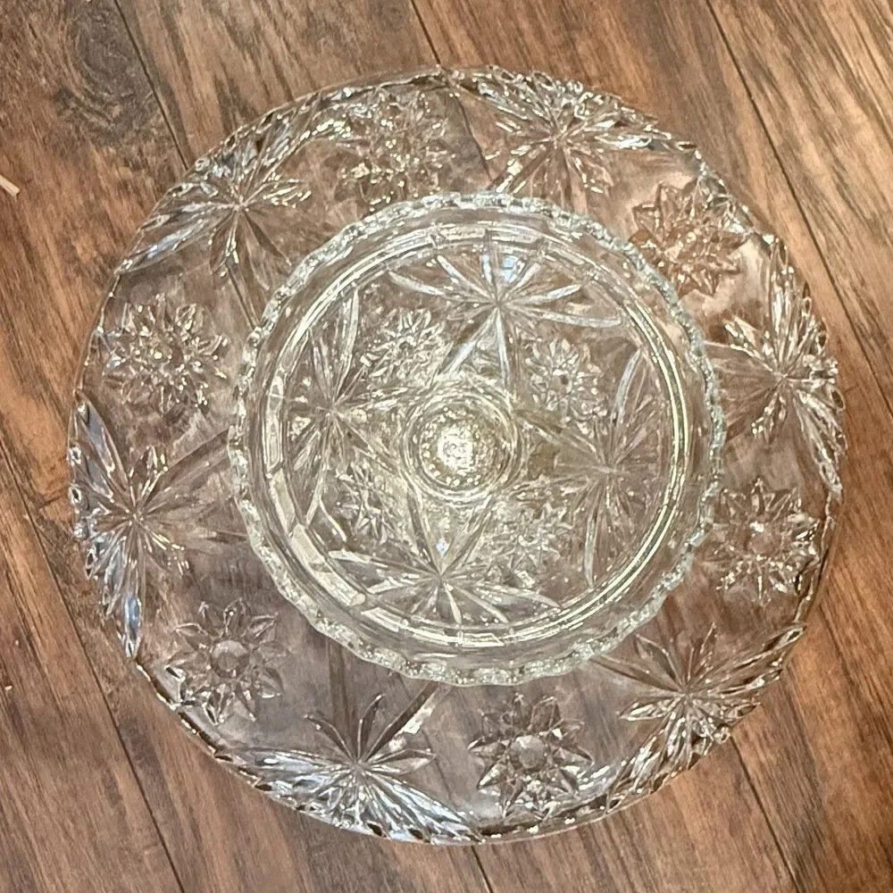 Anchor Hocking Early American Prescut, Footed Cake Plate 706, Pedestal Stand, A3